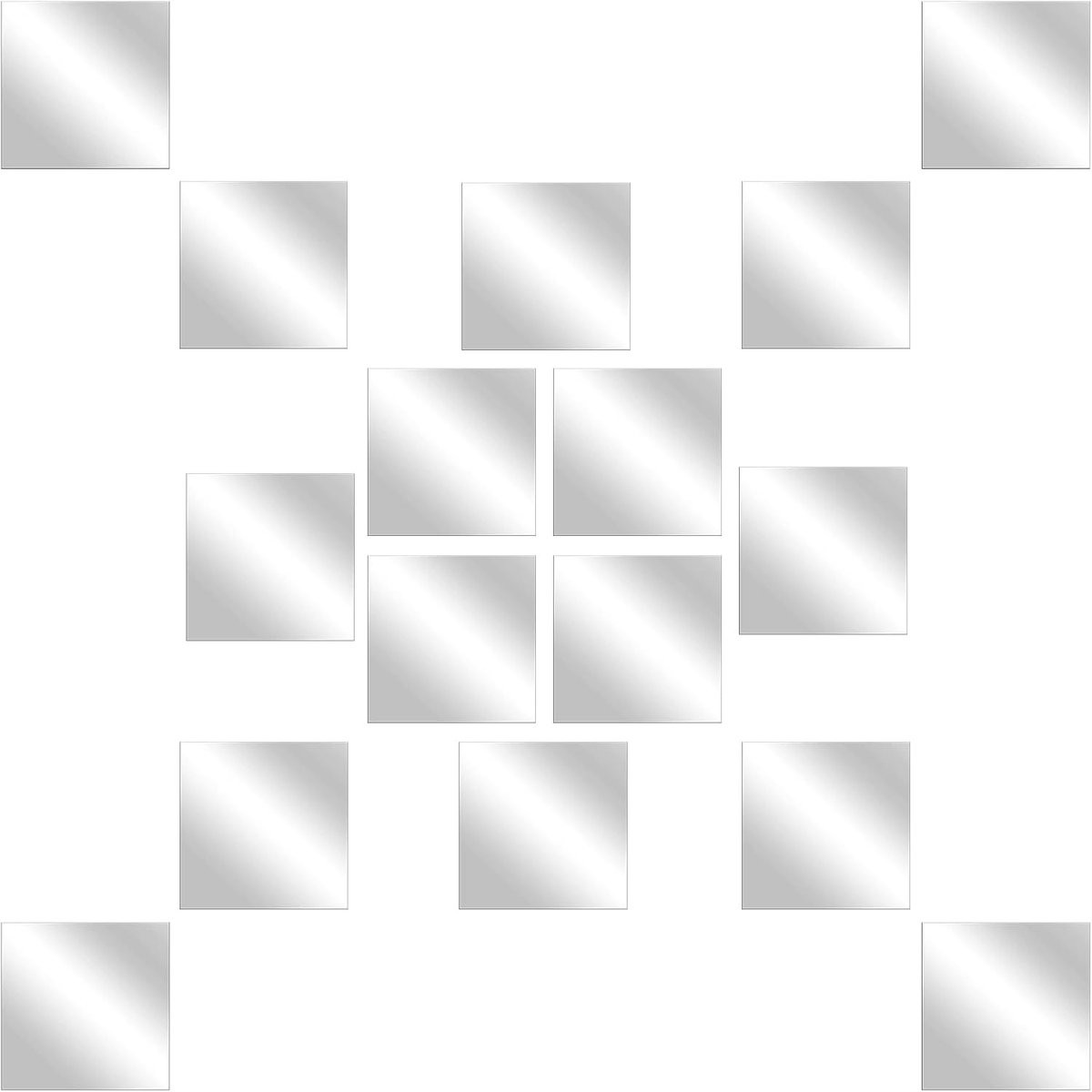 Set van 16 zelfklevende acryl spiegels voor decoratie in zilver