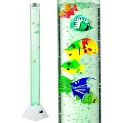 LED Wassersäule Sprudelsäule mit fünf Deko-Fischen RGB-Farbwechsler Deko-Stehleuchte mit Fischen, Kunststoff, LED Farbwechsler, H 120 cm