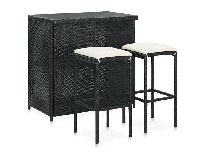 vidaXL 3-tlg. Bar Set Poly Rattan Schwarz