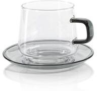 Zodax Bergamo Glass Tea & Coffee Cups and Saucers, Set of 4