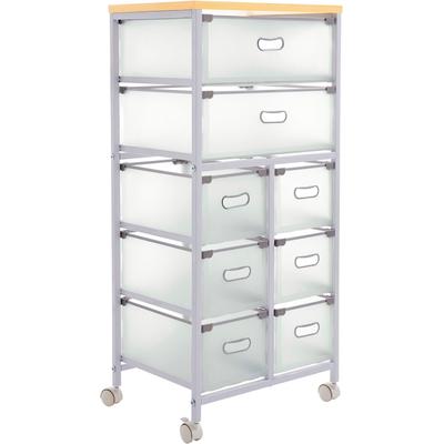 Rollwagen HEINE HOME, weiß (weiß, natur), B:45cm H:96cm T:32,5cm, MDF, Metall, Polypropylen, Rollwagen, Rollwagen