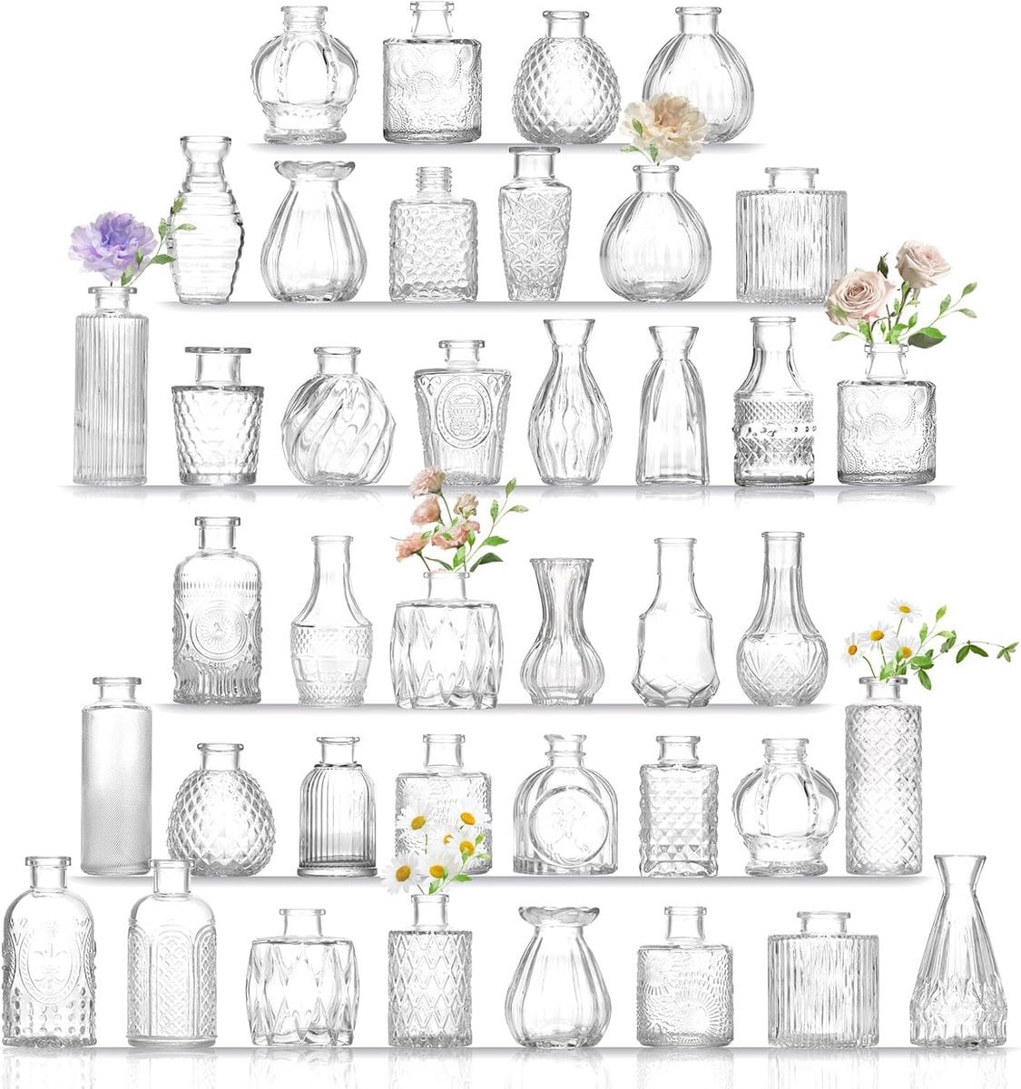 Set van 40 kleine glazen vaasjes voor decoratie en bruiloften
