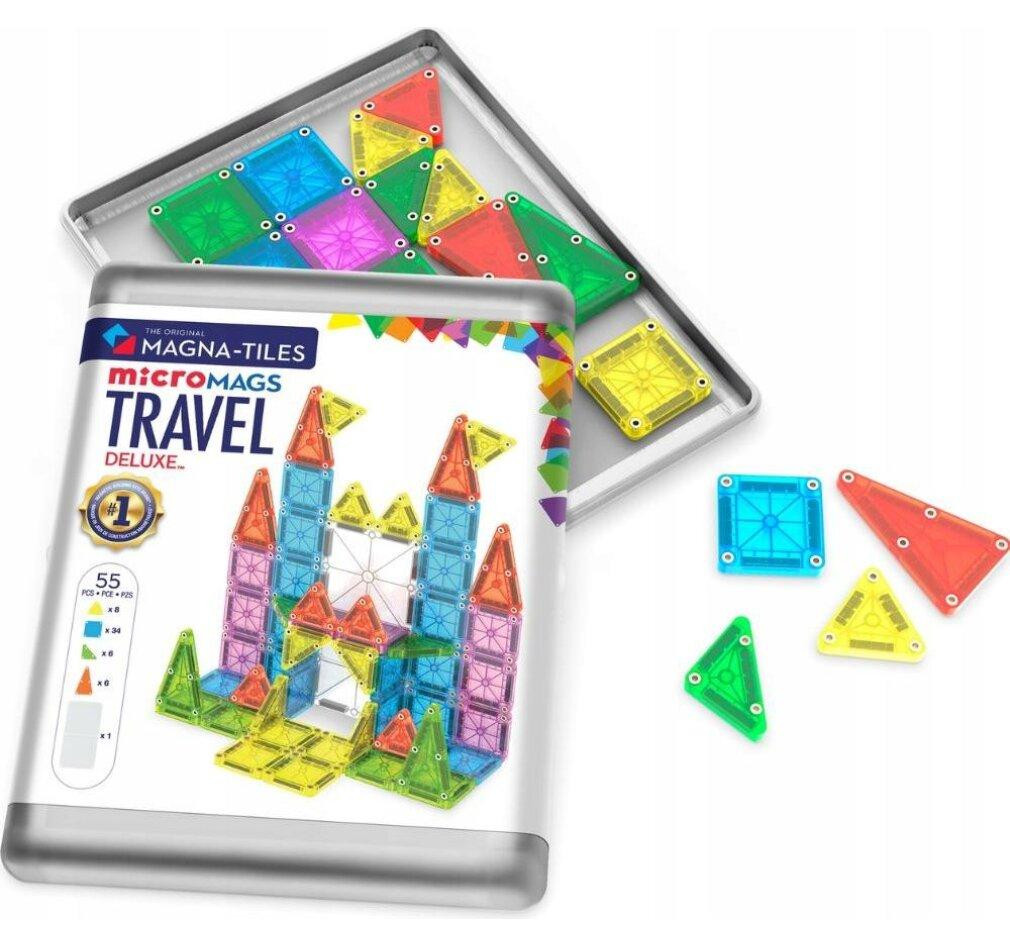 Magna-Tiles MicroMAGS Travel Deluxe Bouwpakket voor 3 jaar en ouder, 110 stuks, Plastic