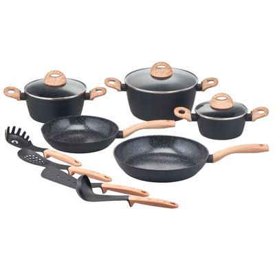 Topf-Set MY HOME "Genlis", braun (schwarz, braun), Töpfe, Kochtopf-Set im modernen Design mit formschönen Soft-Touchgriffen