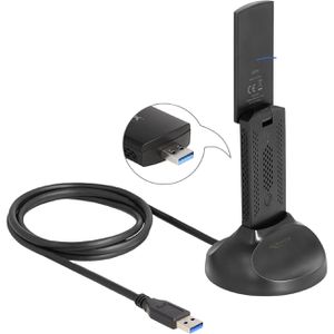 DeLock WLAN-Adapter 12773, AX3000, USB 3.0, bis 2976 Mbit/s, Wi-Fi 6E, 6 GHz & 5 GHz & 2,4GHz, 2x2 MU-MIMO