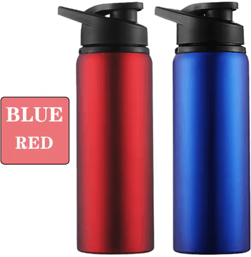Inspire Picks Metal Portable Water Bottle Leakproof Reusable Sports Cup For Outdoor And Travel blue red
