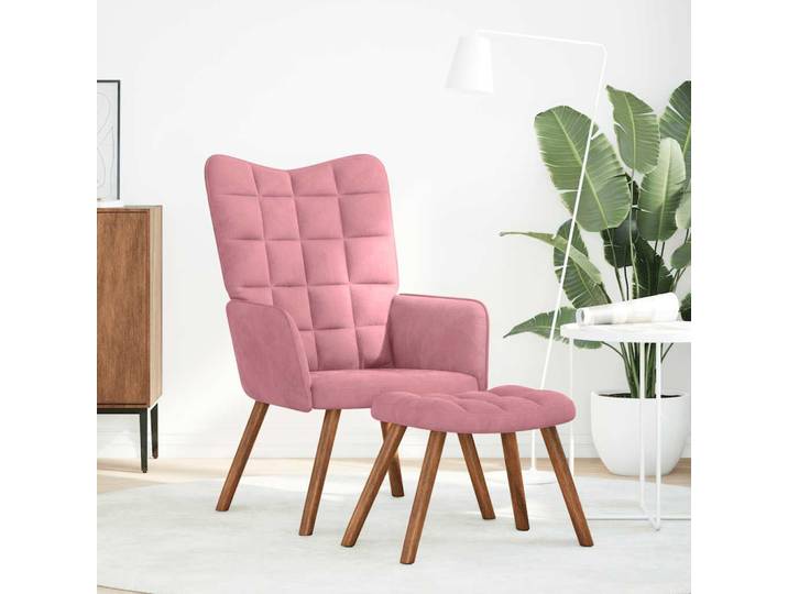 vidaXL Relaxsessel mit Hocker Rosa Samt