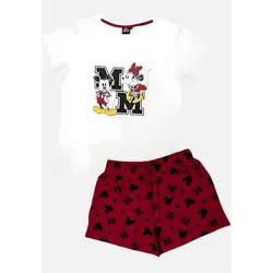 Pyjama Set Kurz - weiß/rot - XL