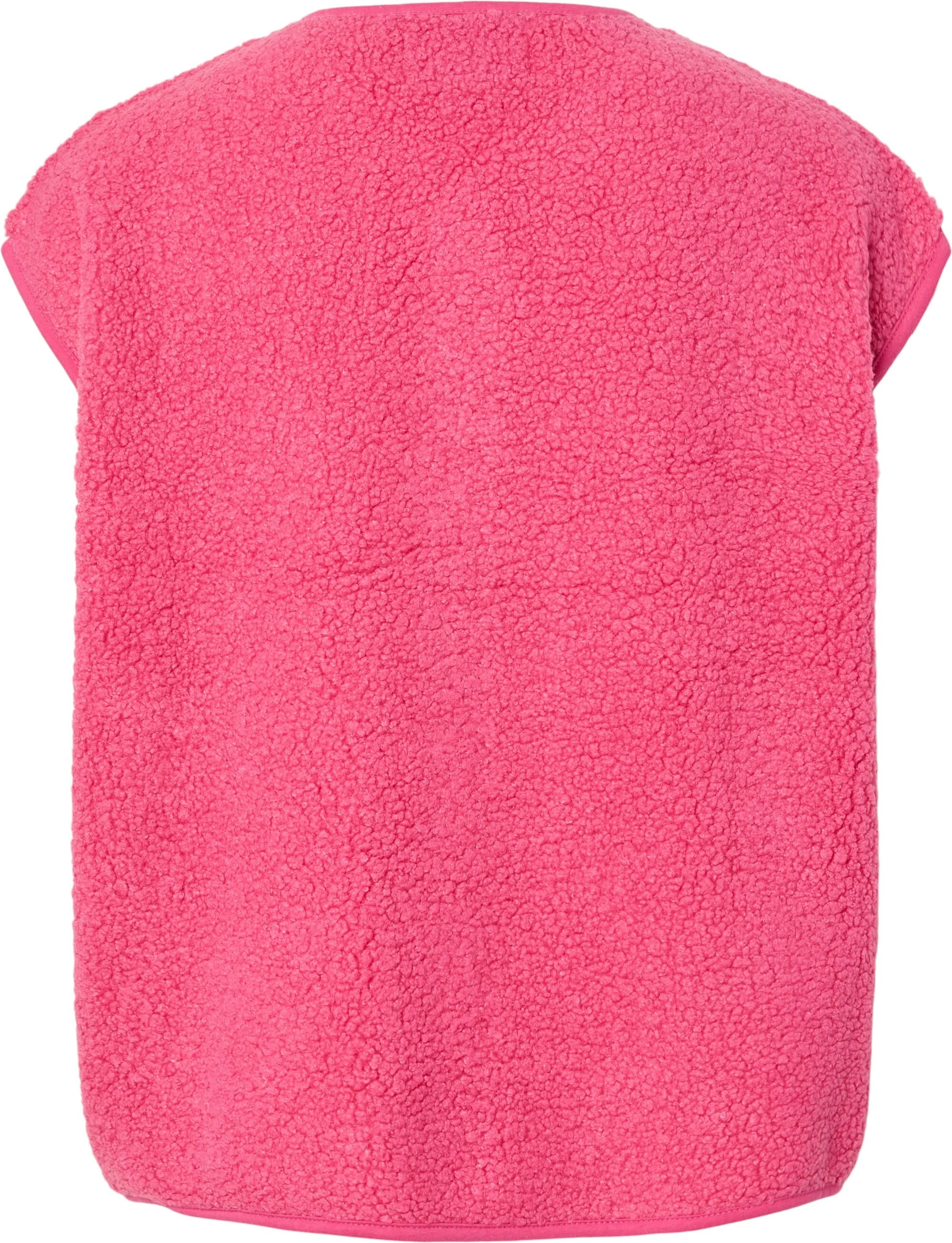 Plüschweste PIECES "PCKATTY TEDDY VEST NOOS BC", Damen, Gr. L, pink (shocking pink), Plüsch, Obermaterial: 100% Polyester, unifarben, normal, Rundhals, Westen Plüschweste, Kunstfaser, Plüsch shocking pink L
