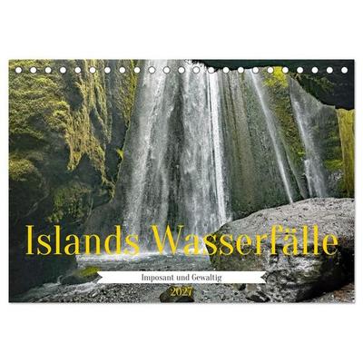 Islands Wasserfälle (Tischkalender 2027 DIN A5 quer), CALVENDO Monatskalender