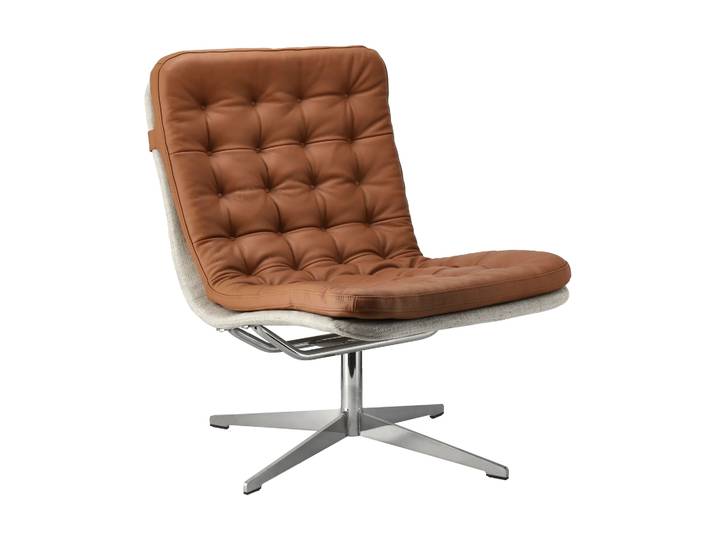 1898 Loholm Sessel mit Drehfunktion Cognac Leder-Bern Beige 0341