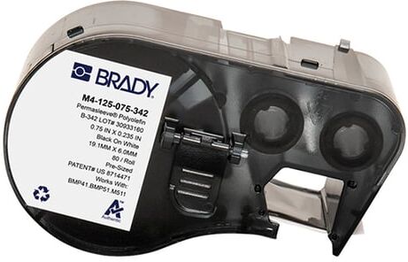 Brady M4-125-075-342 fita termoencolhível preto sobre branco 19,05 mm x 6,00 mm