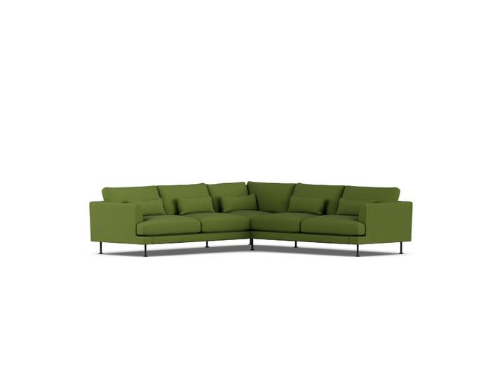 1898 Bredhult Sofa Luiza Green 3975-Schwarzer Stahl, Ecksofa F