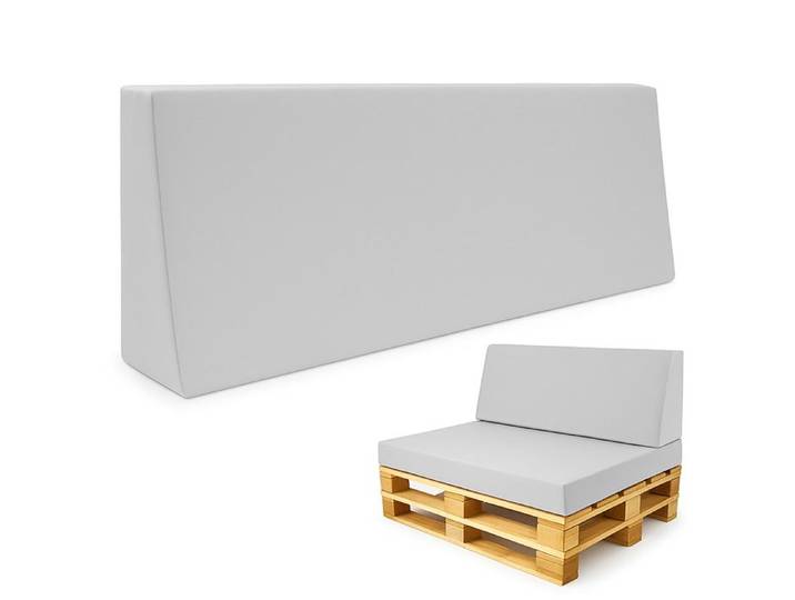 Coussin palette jardin dossier 120x40 cm intérieur/extérieur canapé banc balcon terrasse gris clair