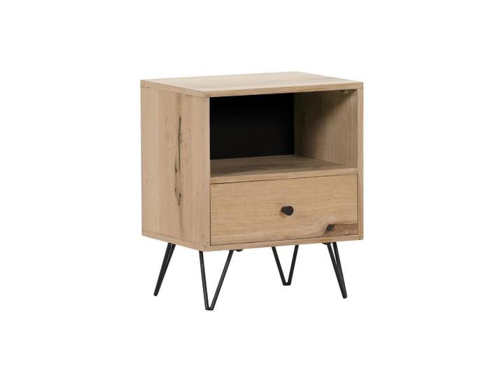 Landscape Nachtschrank, Eiche, Metall, Eiche, furniert, 1 Schublade(n) Schubladen, 45x55x35 cm, Schlafzimmer, Nachttische