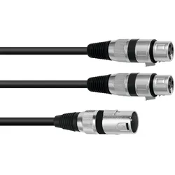 OMNITRONIC Adapterkabel XLR(M)/2xXLR(F) 1,5m sw