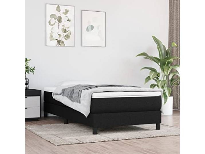 RJPLMFV Lattenrost mit Matratze, Schwarz, 90 x 200 cm Taschenfedern, mittlere Halterung, atmungsaktives Gewebe, Sperrholzleisten, komplettes Bett
