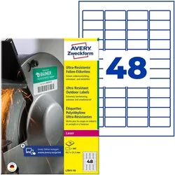 Avery Zweckform Ultra-Resistente 45,7 x 21,2 mm Folien-Etiketten L7911-10 weiß