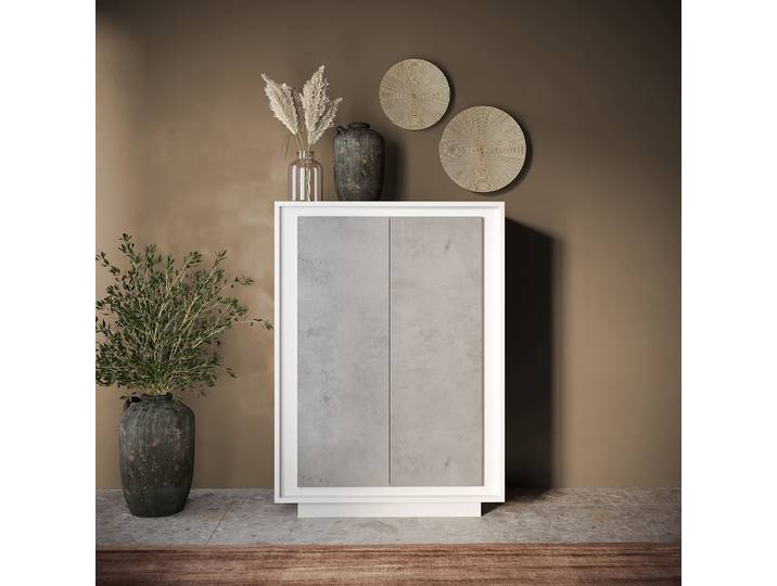 Haut buffet Sky 106 x 171 x 40cm Blanc/Gris/Imitation béton/Blanc