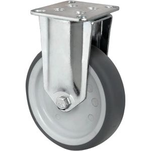 CASCOO Apparaterolle Serie P2T2, mit Anschraubplatte, 100mm Ø, Tragkraft 100 kg, Bockrolle aus TPE
