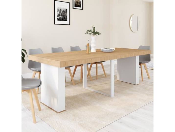 IDMARKET Table console extensible EDEN 10 personnes 235 cm bois et blanc