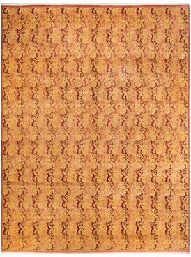 Overton Handknotted Wool Traditional Abstract Rose Area Rug - 10' x 14'