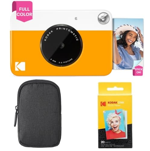 KODAK Printomatic Instant Camera Geel Basisbundel met Zink Papier en Deluxe Case