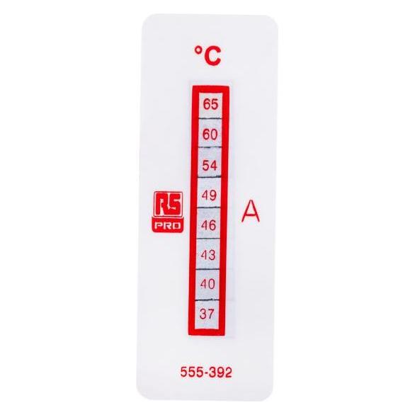 RS PRO Temperaturaufkleber 37 bis 65 °C (555392)