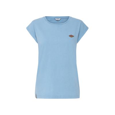 Rundhalsshirt OXMO "Rundhalsshirt OXSille", Damen, Gr. S, blau (silber lake blau), Obermaterial: 100% Baumwolle CO., Shirts Rundhalsshirt