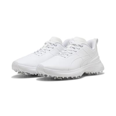 Golfschuh PUMA "Ignite Blaze 3 Golfschuhe Damen", Damen, Gr. 39, weiß (weiß silber mist gray), Obermaterial: Synthetik, Textil. Futter: Textil. Innensohle: Textil. Laufsohle: Gummi, Schuhe