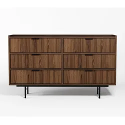 SIDEBOARD Nordiva 6S Warmia Walnut 150/90/40 cm – Metallgestell