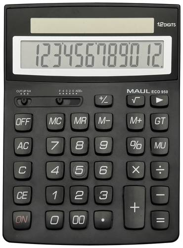 Maul ECO 950 Tischrechner Schwarz Display (Stellen): 12 solarbetrieben (B x H x T) 155 x 210 x 33 mm