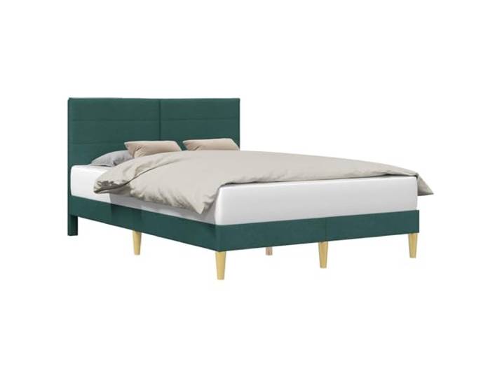 KKgypkn Bettrahmen mit Kopfteil Dunkelgrün 140 x 190 cm Stoff, modernes Design mit klaren Linien, weicher Stoffbezug, stabile Sperrholzrahmen, Elegante gedrehte Beine, einfache Montage