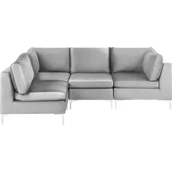 ECKSOFA Modul 4-Sitzer rechtsseitig Grau Samtstoff Evja