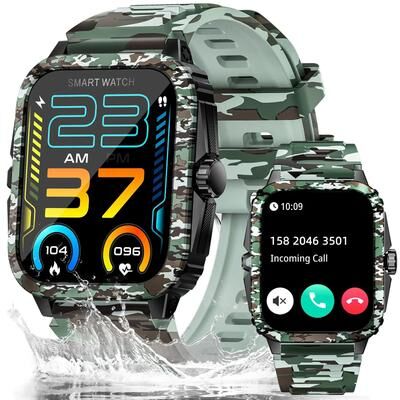 Uplift Treasures LaNikar KT71 Bluetooth Calling Fitness Smartwatch camouflage Green