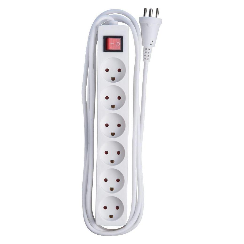 MicroConnect Stikdåse 6 udtag 3m hvid (6x, CEE 7/3, 3 m) (MC-GRU0630DK)