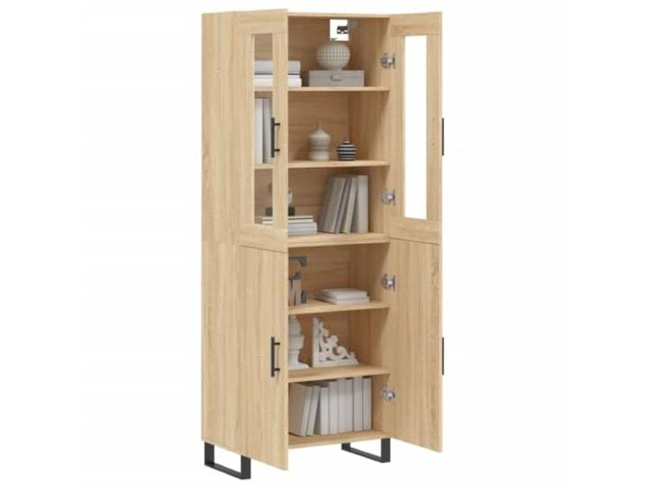 KTHLBRH Sideboard Eiche Sonoma 69,5 x 34 x 180 cm Holz mehrschichtig Füße aus Metall, praktische Türen, Montage erforderlich, 1 Sideboard + 1 Regal