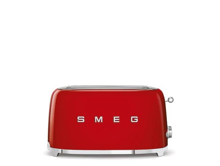 Smeg, 2x2 TSF02RDEU -Toaster, 2 lange Schlitze für 2 Scheiben, 6 Vergoldungsniveaus, Heizfunktion, Abtau- und Bagel- Funktion, Sammelschublade, 950W, Rot