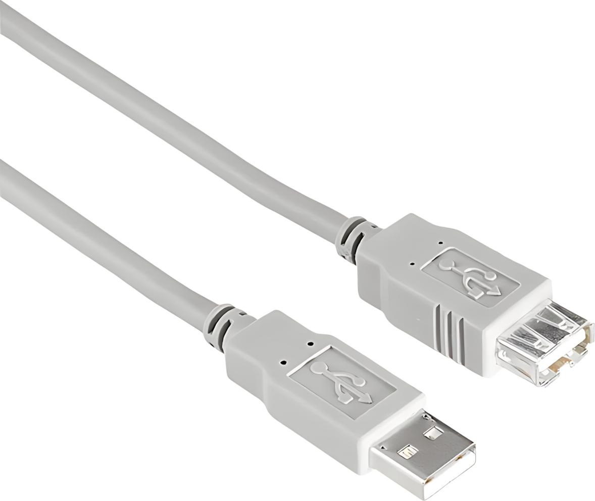 Hama USB 2.0 Kabel USB A naar USB A, 1,5 meter, grijs