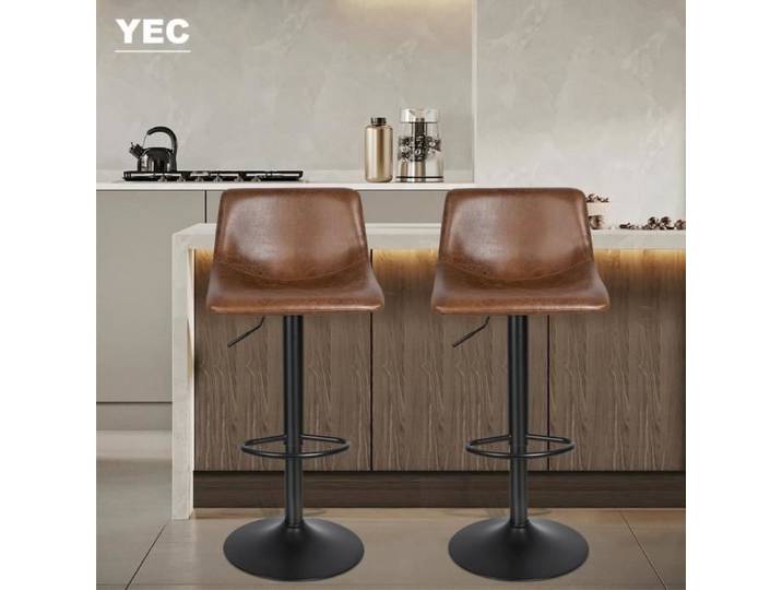Tabouret bar YEC 2 en tissu de marquage à chaud - Marron - Forme de cuillère