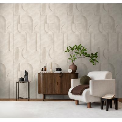 Vliestapete LIVING WALLS "Fototapete Geometrische Formen erweiterbar", beige (grau), B:159m, Vlies, Tapeten