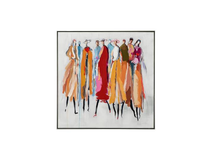 Handgemaltes, gerahmtes Bild „Farbenfrohe Damengruppe“ 82.5 x 82.5 cm Multicolor Crea Collection