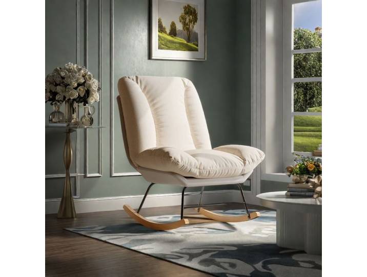 Fauteuil à bascule - Rocking chair - Fauteuil relax - Fauteuil d'allaitement - Dossier réglable sur 5 positions - Chaise à Bascule