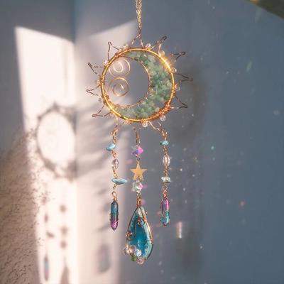 Inspired Living Crystal Suncatcher Wind Chime With Rainbow Prism Light Catcher 6