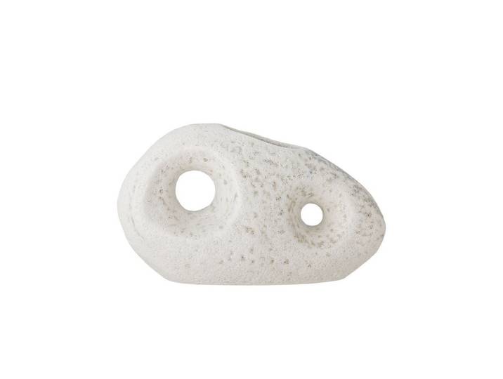 Vase Zola - Weiß, aus Steingut, breit - Weiß - Luxusbetten24