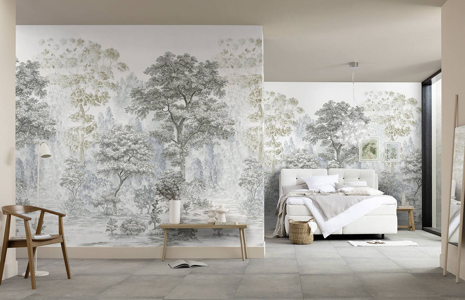 home24 Vlies-fotobehang Rising Roots, Modern Floral, Grijs/Multicolour, B: 200 cm x H: 250 cm