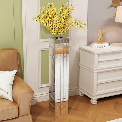 Kodotan sofa "36.02""(91.5cm)Tall Mirrored Floor Vase, Silver Big Vases for Decor Living Room, Home Decorative Vases for Dried Flower"
