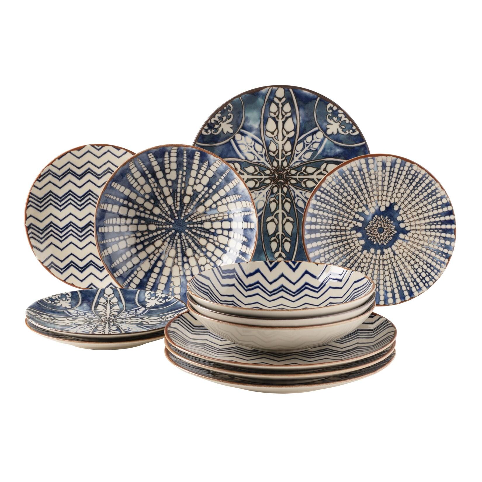 Mäser Tafelservice, Steinzeug Iberico Blue Blau / Weiß