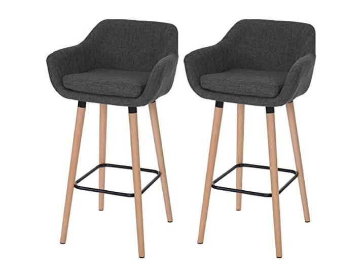 PROREGAL 2er-Set Barhocker Oslo mit Lehne Sitzhöhe 79cm Textil Dunkelgrau Barstuhl Tresenhocker