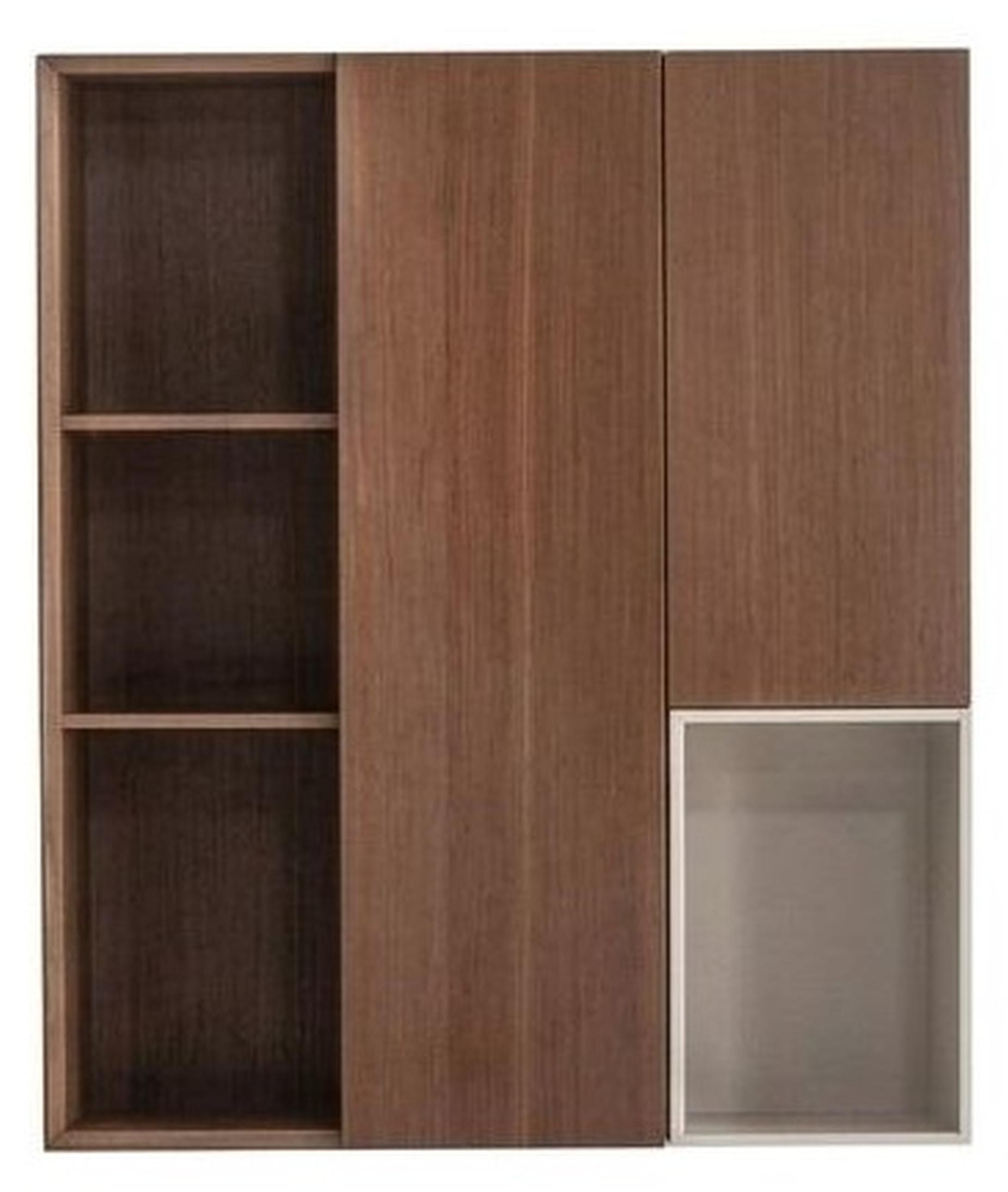 2xTV-Einheit Oberes Modul Moderner Stil Braun Holz Minimalistisch